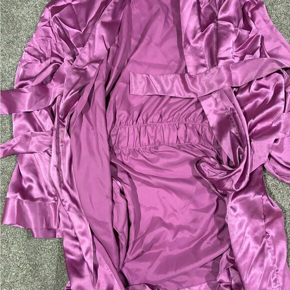 Victoria’s Secret Silk Lingerie Set Purple Slip Dress + Robe (M/OS) - Picture 7 of 11